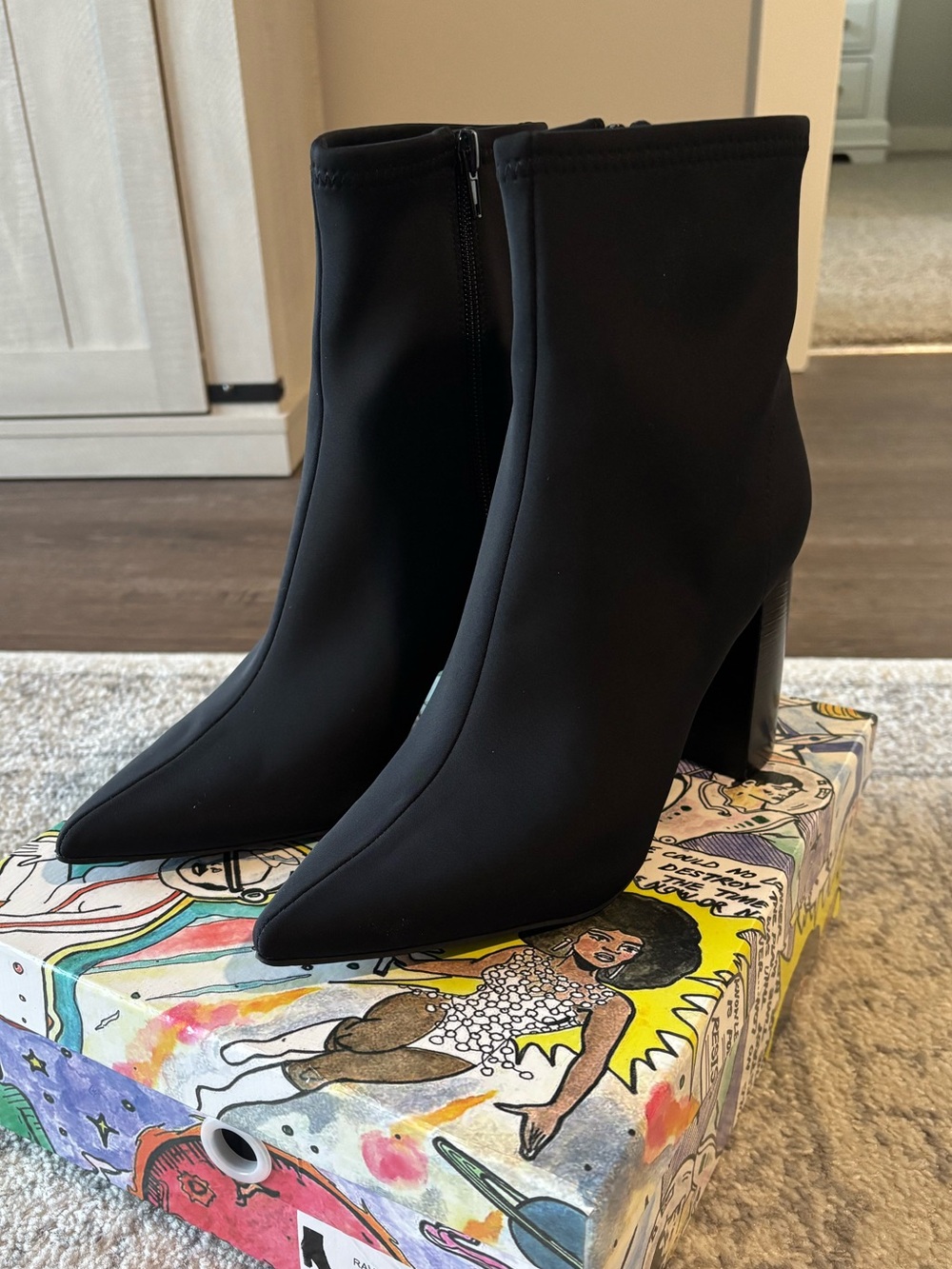 Jeffrey Campbell Black Pointed Ankle Boots